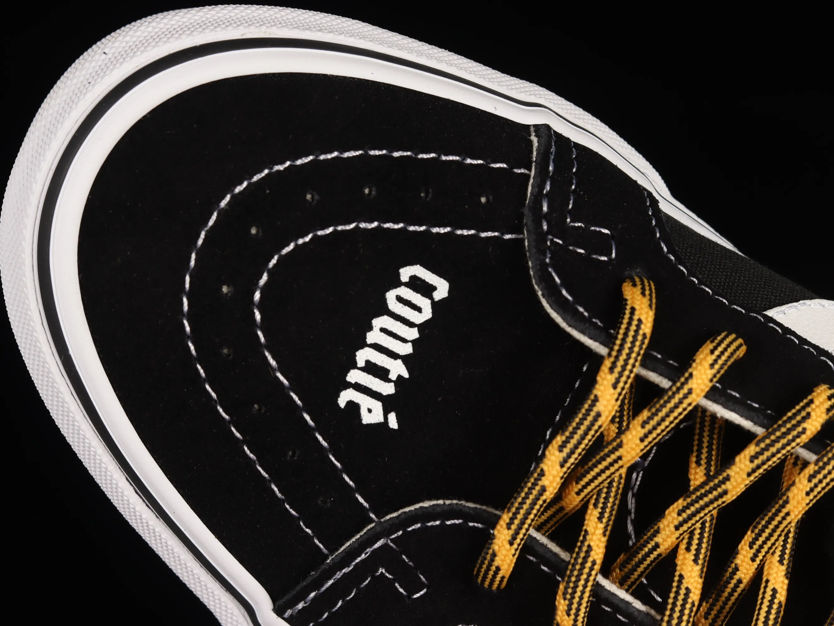 All categories Vans Vans series Vans Mid Vans China Coutie Vans x One World 2 joint limited edition black and yellow letter mid-top casual canvas shoes VN0A391F3TGT